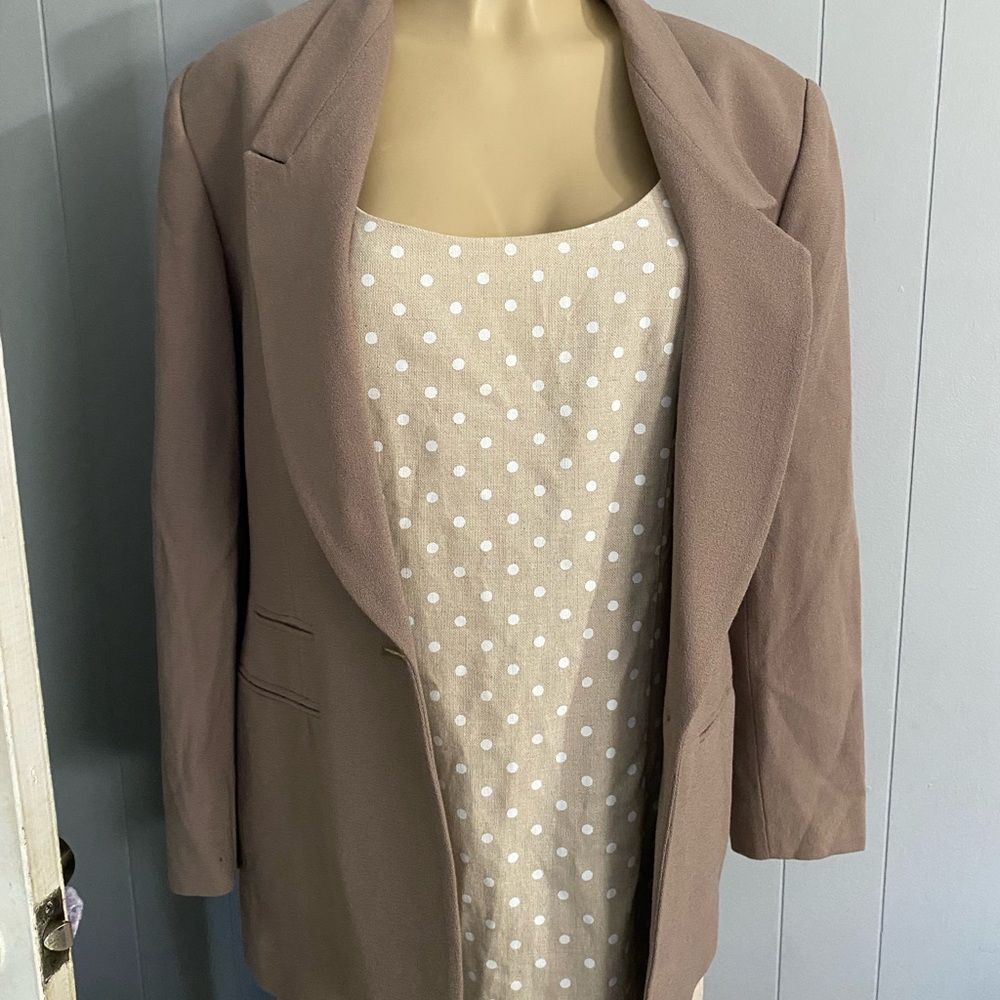 Evan Picone Taupe Open-Front Blazer Jacket